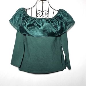 J. Crew Green Off-Shoulder Blouse